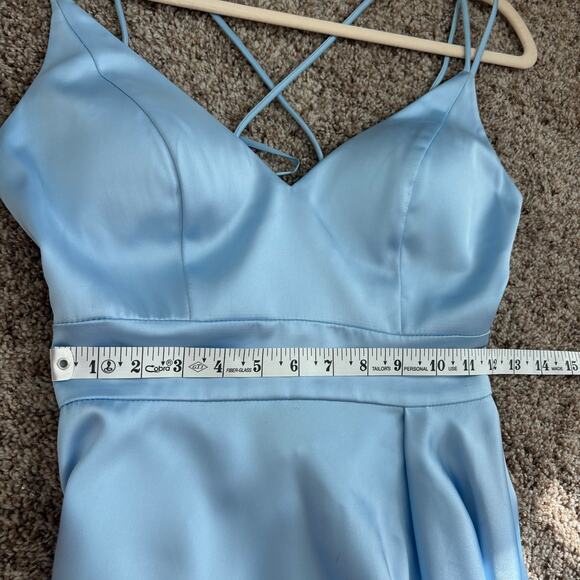 NWT leena for Mac Duggal Satin Strappy Gown 0 A Line Formal Black Tie Prom - Picture 5 of 16